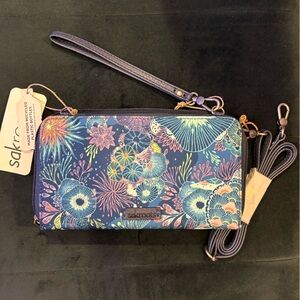 Sakroots Multicolor Floral Wristlet with Strap